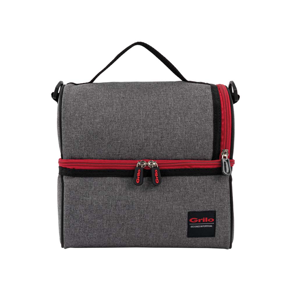 Bolsa Térmica Cinza/Vermelho 8L - 24x18x23 cm
