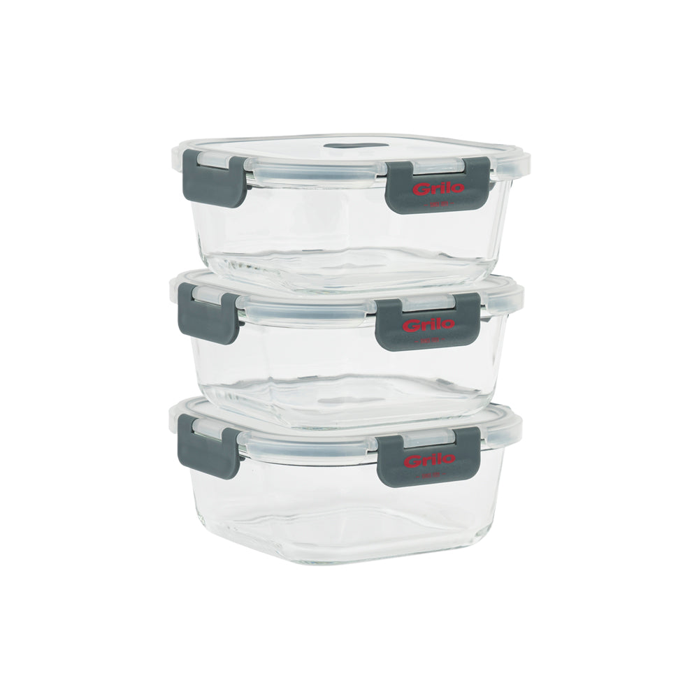 Conjunto de 3 Caixas Herméticas de Vidro - 520 ml