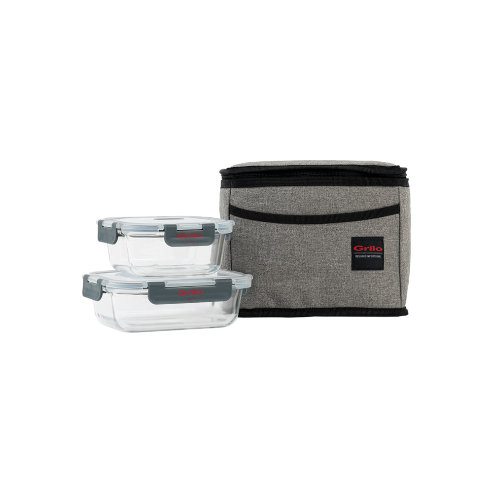 Conjunto Bolsa Térmica 8L com 2 Caixas Herméticas de Vidro