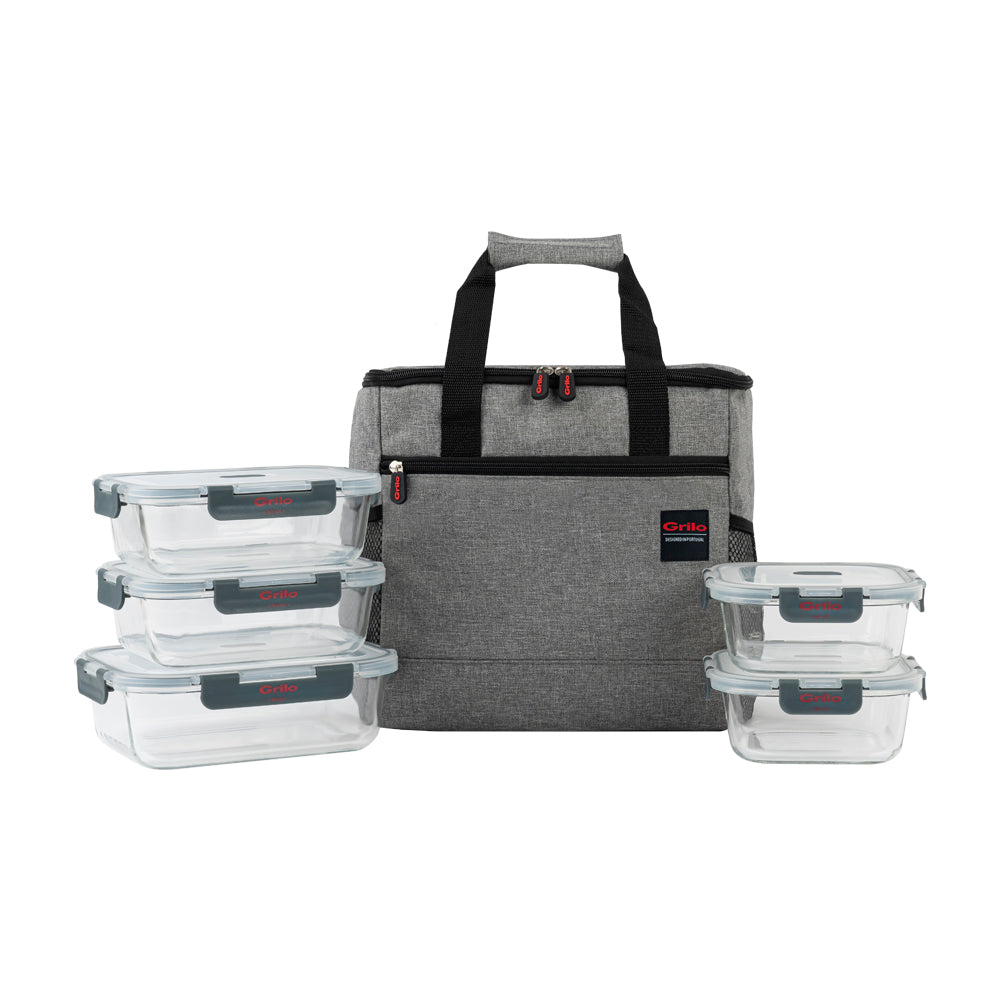 Conjunto Mala Térmica 15L com 5 Caixas Herméticas de Vidro