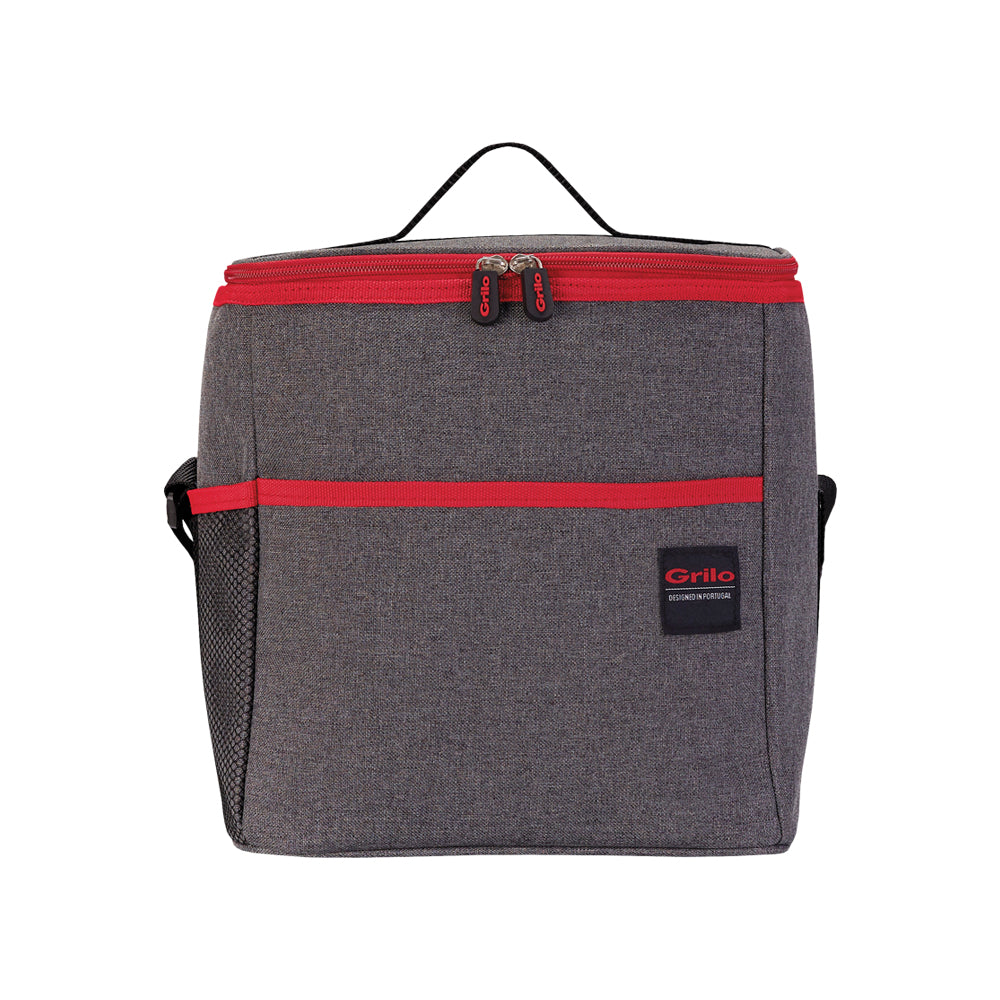 Mala Térmica Cinza/Vermelho 12L - 26x18x27 cm