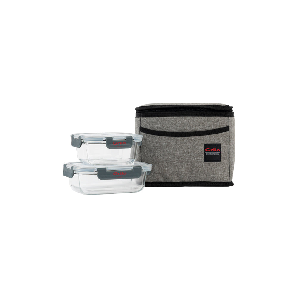 Conjunto Bolsa Térmica 5L com 2 Caixas Herméticas de Vidro