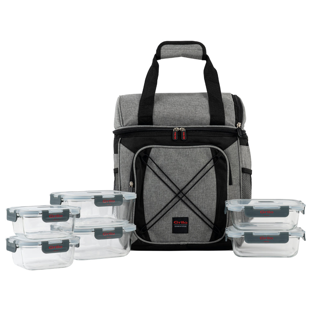 Conjunto Mala Térmica 25L com 6 Caixas Herméticas de Vidro