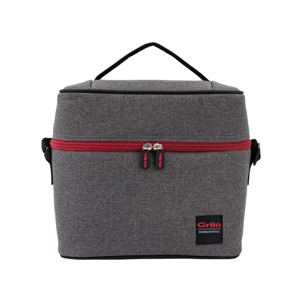 Bolsa Térmica Cinza/Vermelho 9L - 26x16x23 cm