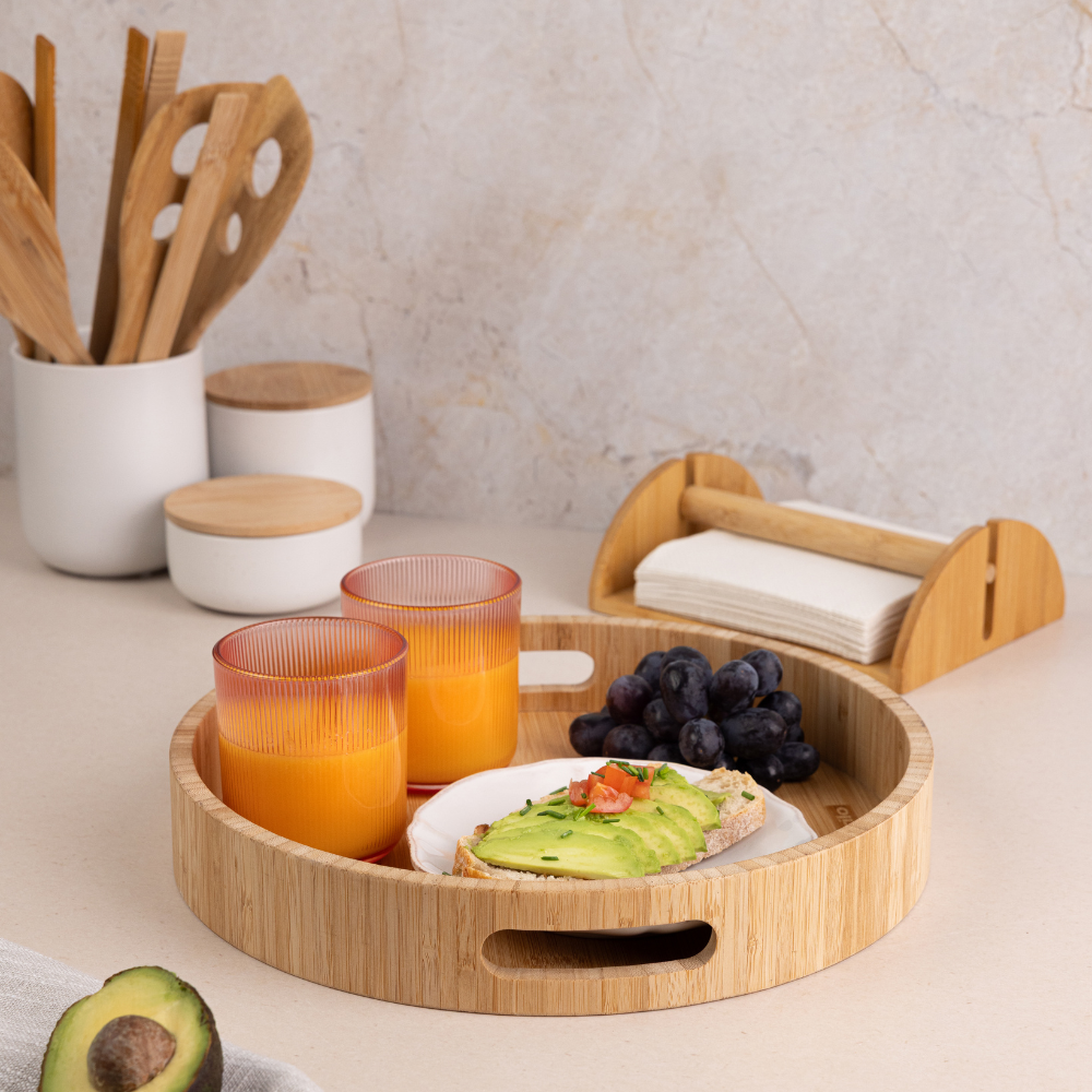 Tabuleiro de Servir em Madeira de Bambu Ø39 cm