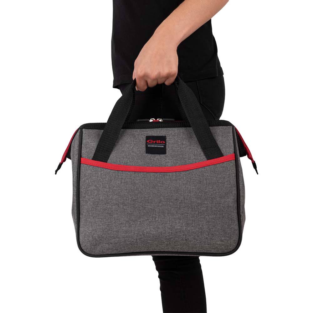 Mala Térmica Cinza/Vermelho 11L - 30x16x26 cm