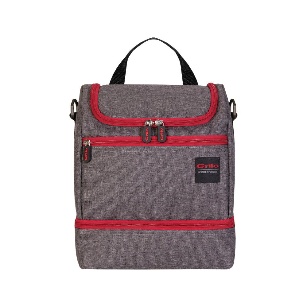 Bolsa Térmica Cinza/Vermelho 5L - 24x12x29 cm