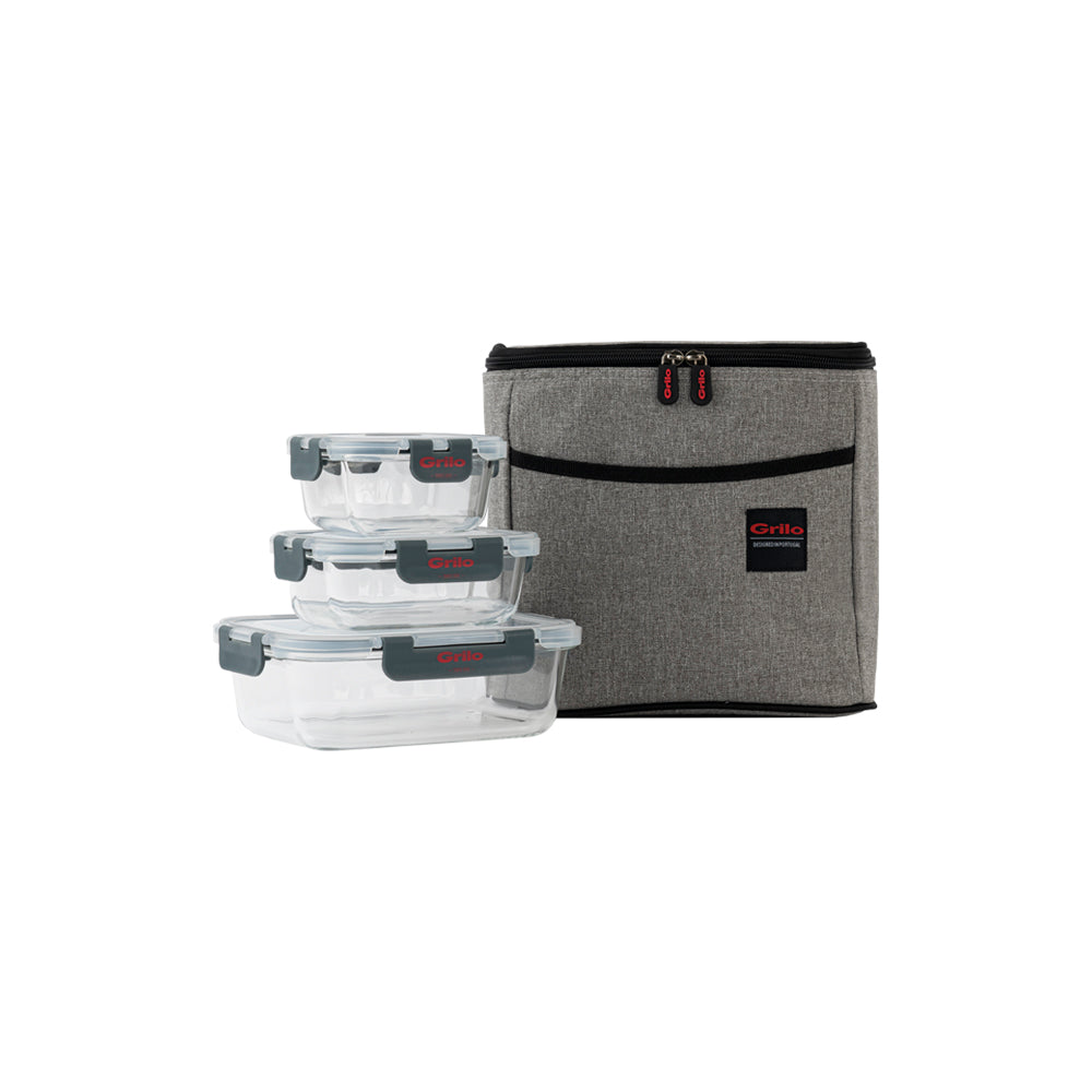 Conjunto Bolsa Térmica 7.5L com 3 Caixas Herméticas de Vidro
