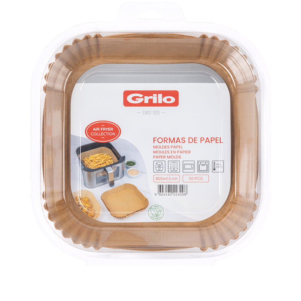 Forma de Papel Quadrada para Air Fryer 20x20 cm - 50 Unidades