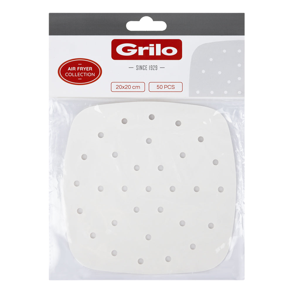 Papel Perfurado Quadrado para Air Fryer 20x20 cm - 50 Unidades